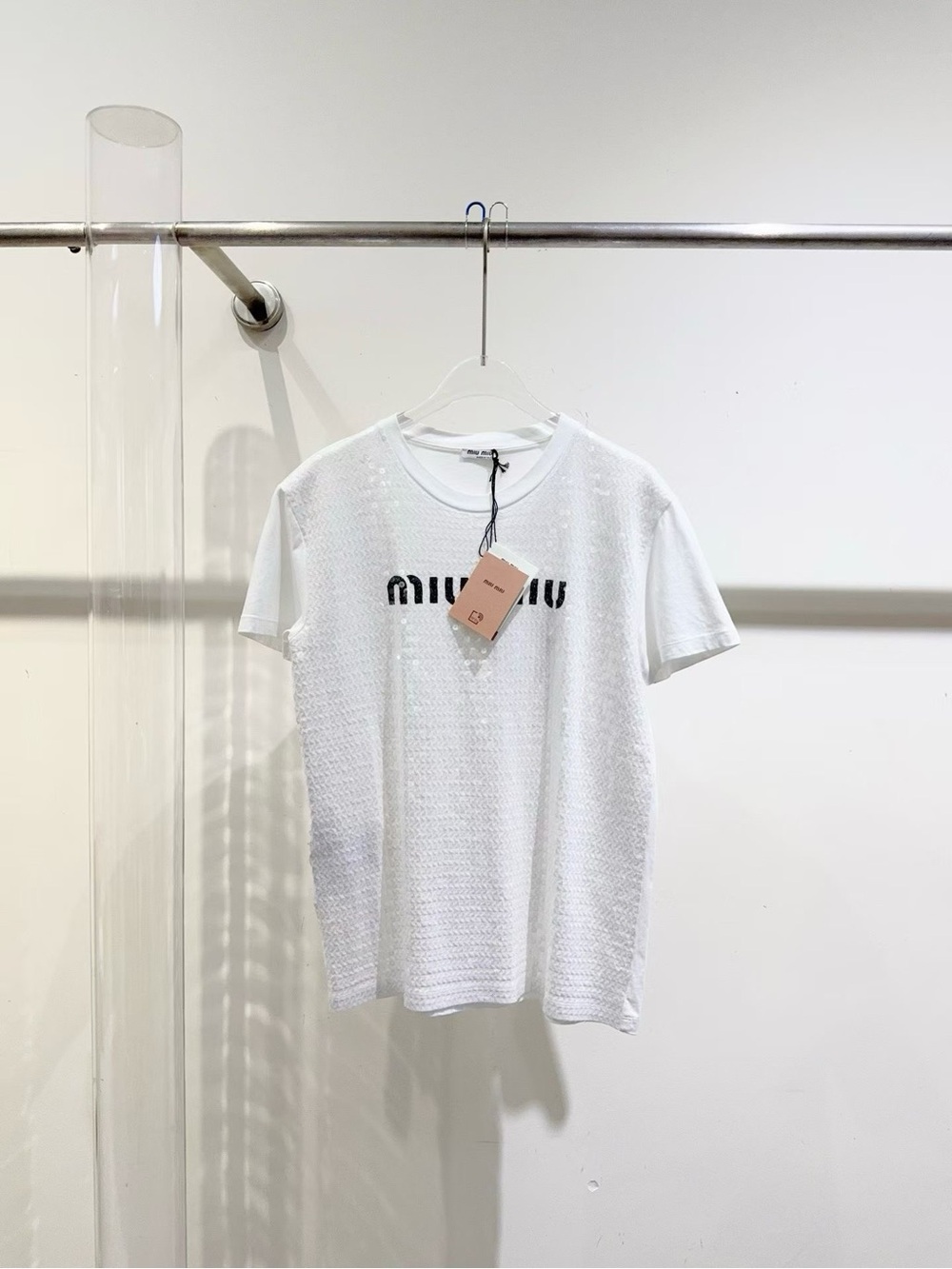 Miu Miu White Short-Sleeve Logo Tee